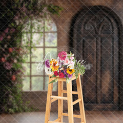 Aperturee - Aperturee Floral Plant Abstract Brown Door Window Backdrop