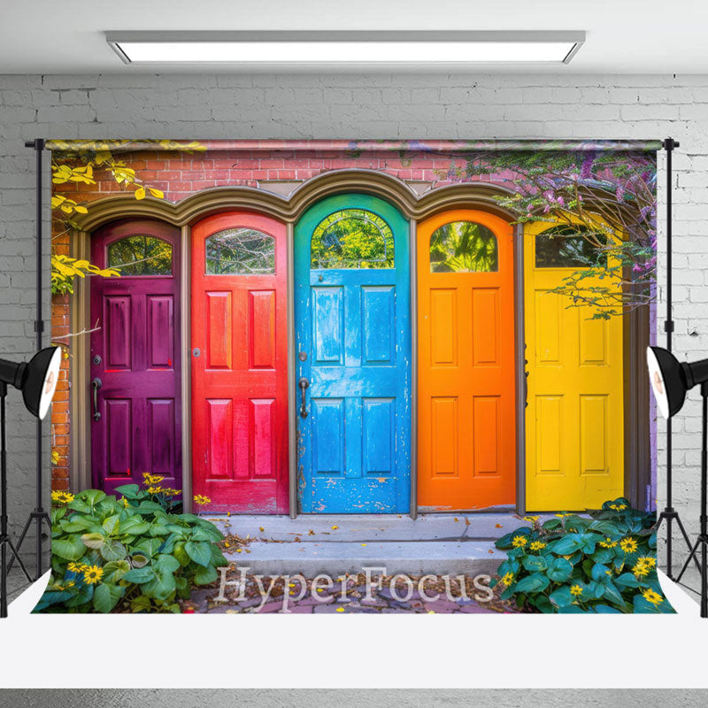 Aperturee - Aperturee Floral Plant Colorful Door Architecture Backdrop