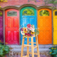 Aperturee - Aperturee Floral Plant Colorful Door Architecture Backdrop