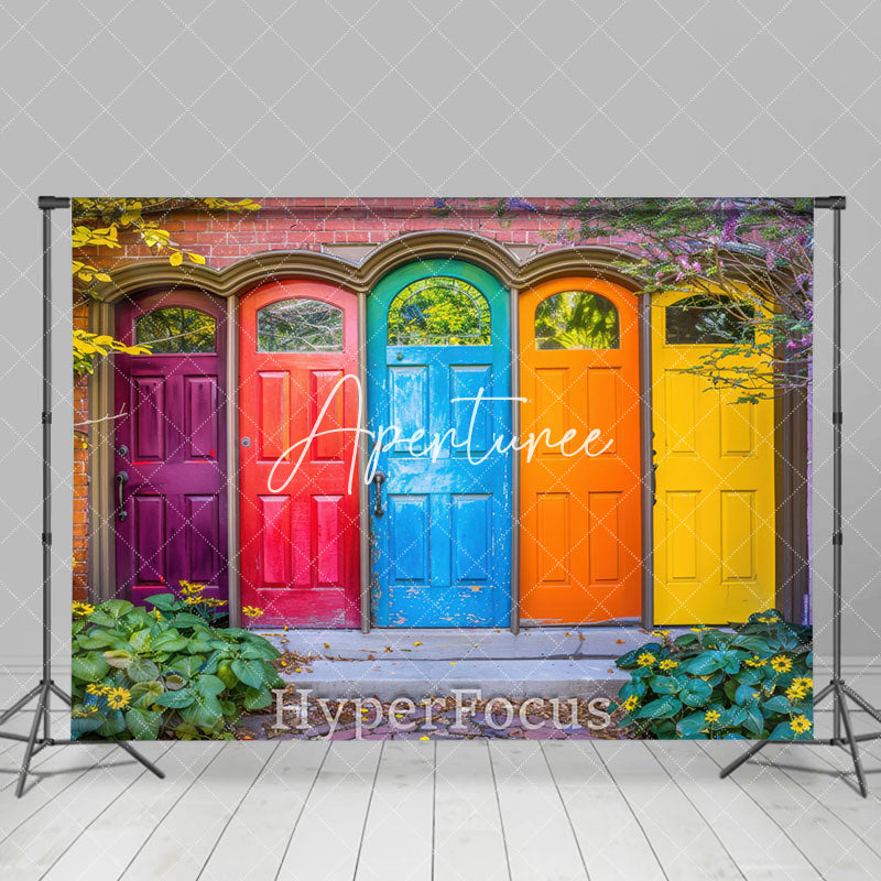 Aperturee - Aperturee Floral Plant Colorful Door Architecture Backdrop