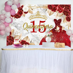 Aperturee - Aperturee Floral Quinceanera Sweet 15 Exquisite Dress Backdrop