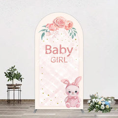 Aperturee - Aperturee Floral Rabbit Baby Girl Gender Reveal Arch Backdrop