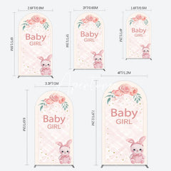 Aperturee - Aperturee Floral Rabbit Baby Girl Gender Reveal Arch Backdrop