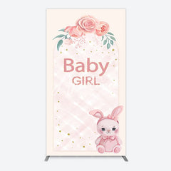 Aperturee - Aperturee Floral Rabbit Baby Girl Gender Reveal Rectangle Backdrop