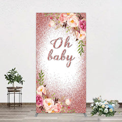 Aperturee - Aperturee Floral Rose Gold Glitter Arch Baby Shower Backdrop