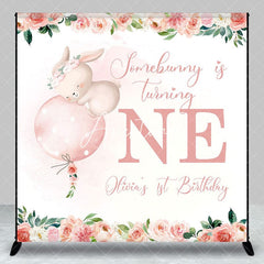 Aperturee - Aperturee Floral Somebunny Custom Name 1st Birthday Backdrop