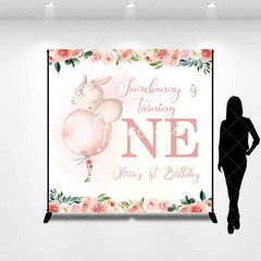 Aperturee - Aperturee Floral Somebunny Custom Name 1st Birthday Backdrop