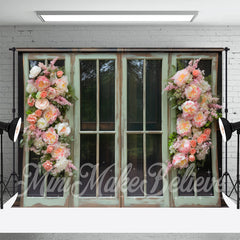 Aperturee - Aperturee Floral Spring Wooden Room Set Backdrops for Photo