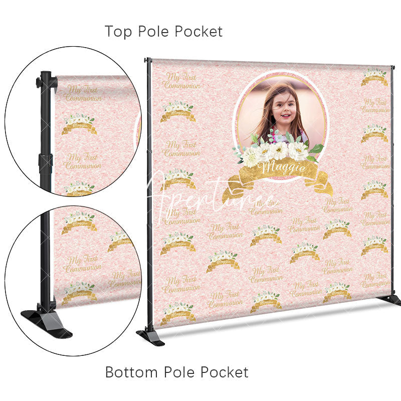 Aperturee - Aperturee Floral Step And Repeat Custom 1st Communion Backdrop