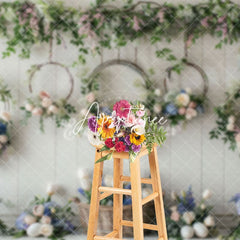 Aperturee - Aperturee Floral Vine Wreath Easter Photography Backdrop