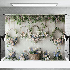 Aperturee - Aperturee Floral Vine Wreath Easter Photography Backdrop