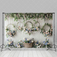 Aperturee - Aperturee Floral Vine Wreath Easter Photography Backdrop