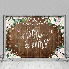 Aperturee - Aperturee Floral With Butterfly Sweet Woonden Wedding Backdrop