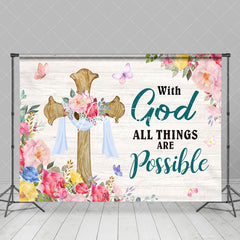 Aperturee - Aperturee Floral With God All Things Possible Easter Backdrop