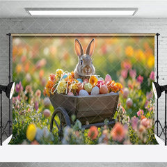 Aperturee - Aperturee Floral Wooden Truck With Bunny Bokeh Easter Backdrop