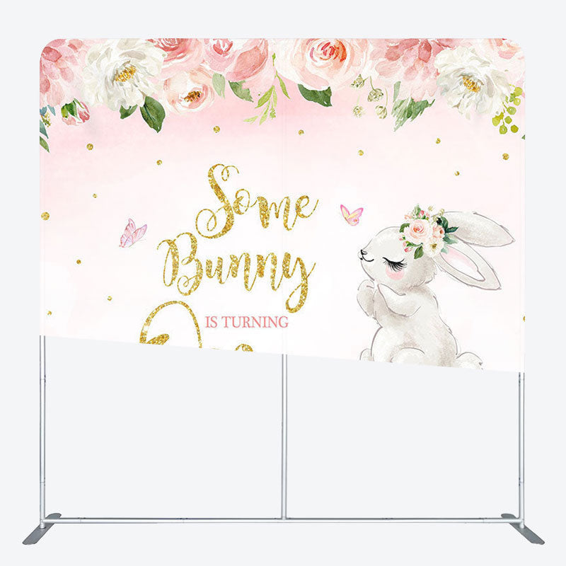 Aperturee - Aperturee Flower And Rabbit Fabric Backdrop Cover for Birthday