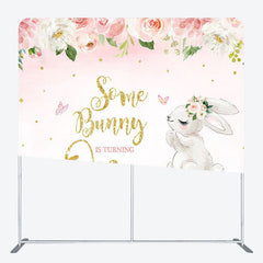 Aperturee - Aperturee Flower And Rabbit Fabric Backdrop Cover for Birthday