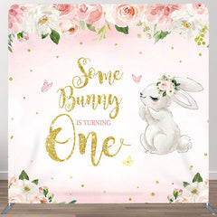 Aperturee - Aperturee Flower And Rabbit Fabric Backdrop Cover for Birthday