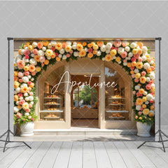 Aperturee - Aperturee Flower Arch Garland Dessert Shop Photo Backdrop