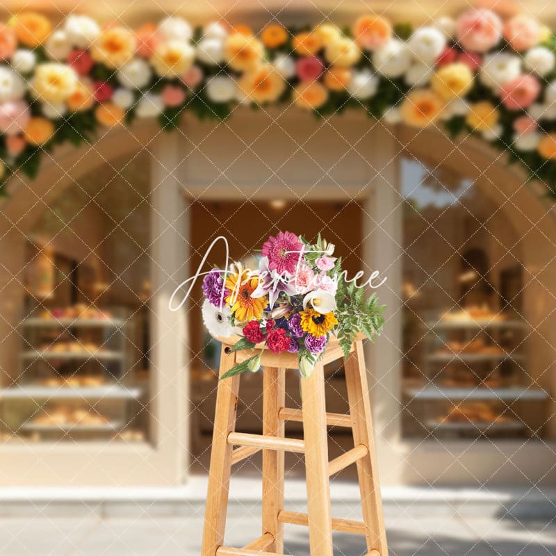 Aperturee - Aperturee Flower Arch Garland Dessert Shop Photo Backdrop