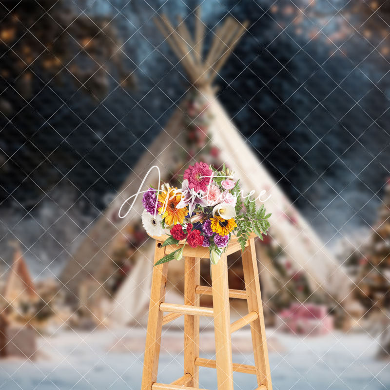 Aperturee - Aperturee Flower Decorated Camping Tent Christmas Backdrop