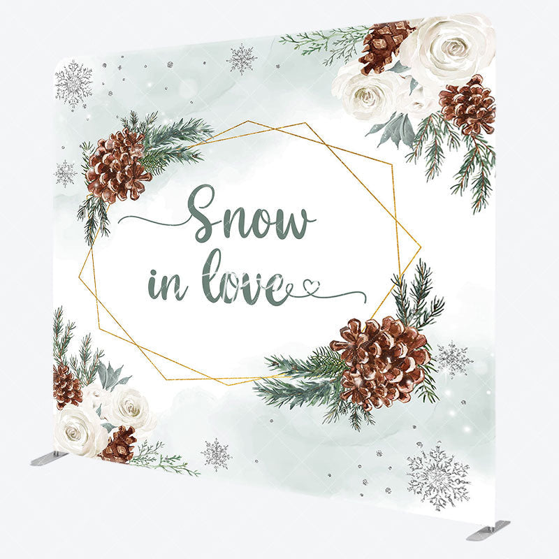 Aperturee - Aperturee Flower Snow In Love Pine Cone Pillow Cover Backdrop