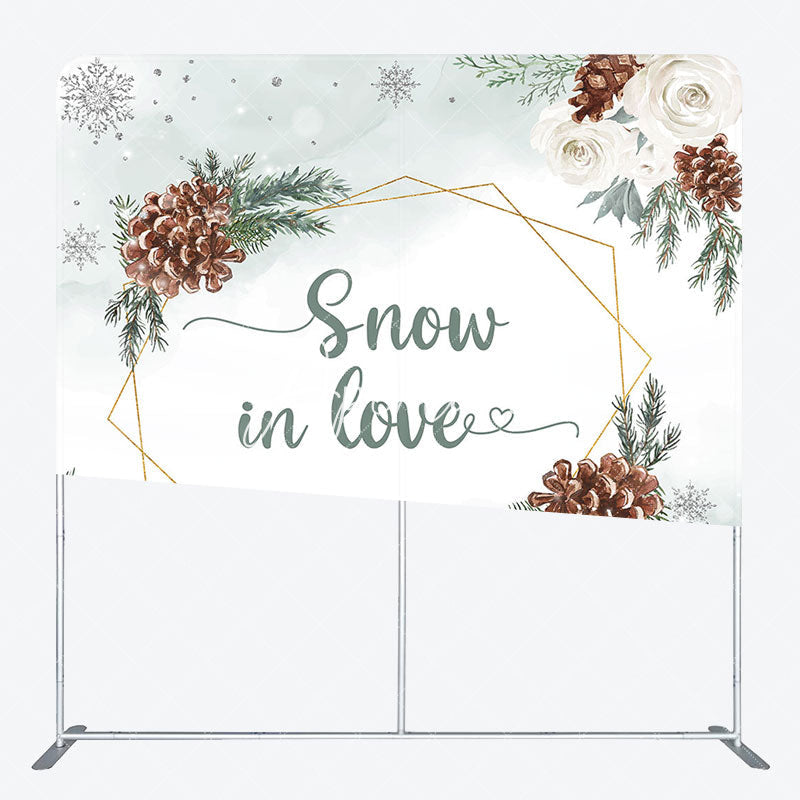 Aperturee - Aperturee Flower Snow In Love Pine Cone Pillow Cover Backdrop