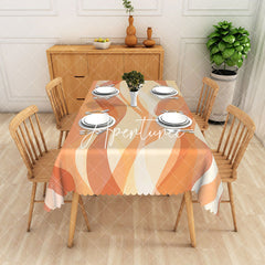 Aperturee - Aperturee Fluid Orange White Gradient Wave Rectangle Tablecloth