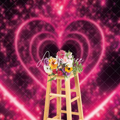 Aperturee - Aperturee Fluorescence 3D Pink Hearts Valentines Day Backdrop