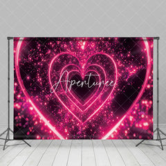 Aperturee - Aperturee Fluorescence 3D Pink Hearts Valentines Day Backdrop