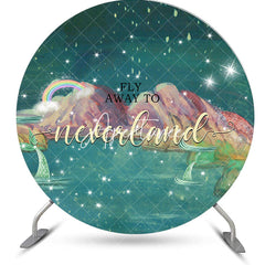 Aperturee - Aperturee Fly Away To Neverland Mermaid Round Birthday Backdrop