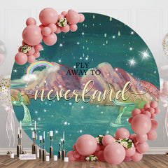 Aperturee - Aperturee Fly Away To Neverland Mermaid Round Birthday Backdrop