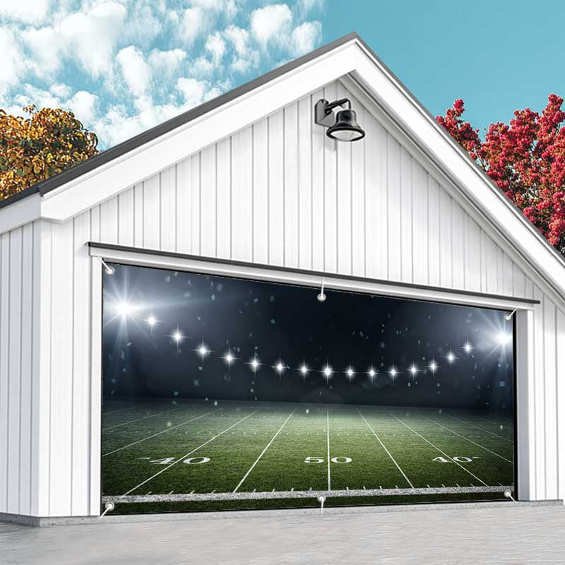 Aperturee - Aperturee Football Field Match Stadium Light Garage Door Banner