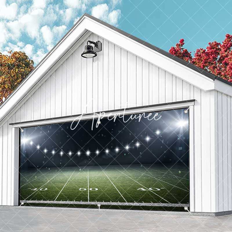 Aperturee - Aperturee Football Field Match Stadium Light Garage Door Banner