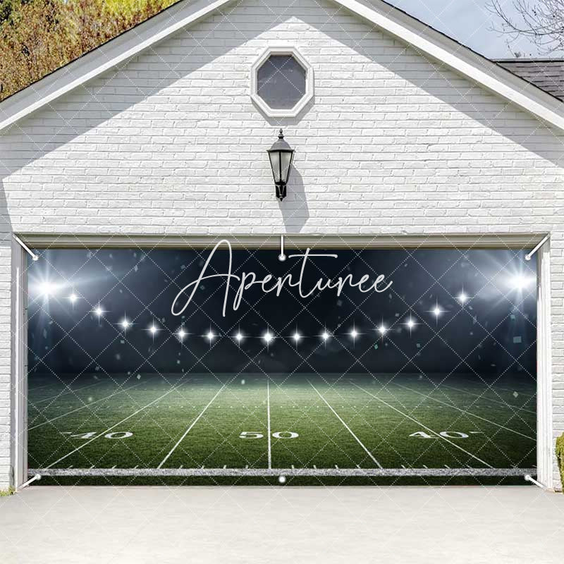 Aperturee - Aperturee Football Field Match Stadium Light Garage Door Banner