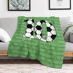 Aperturee - Aperturee Football Number Green Custom Name Blanket For Boys