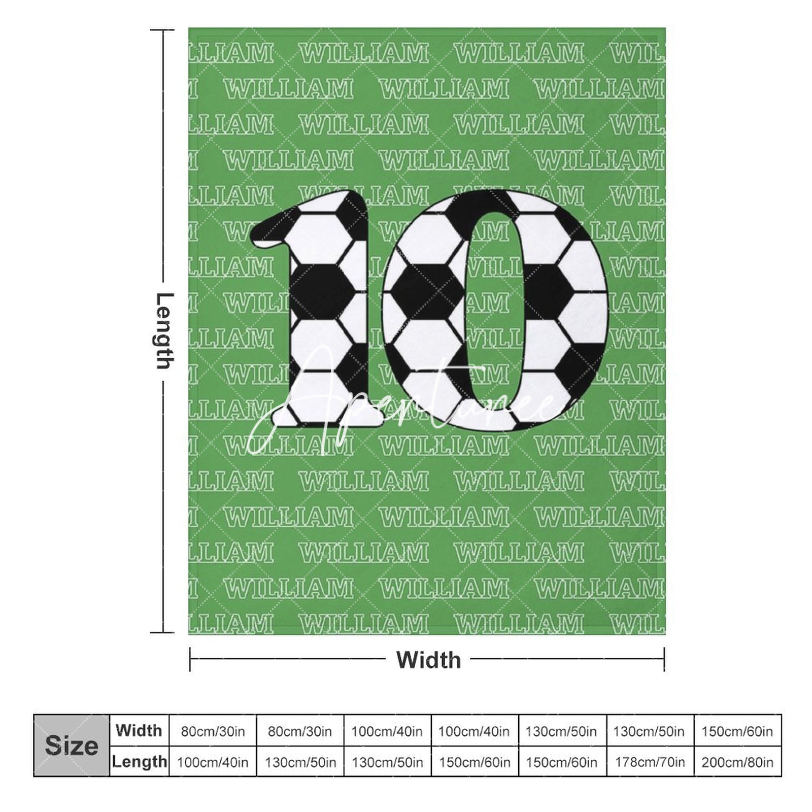 Aperturee - Aperturee Football Number Green Custom Name Blanket For Boys