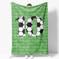 Aperturee - Aperturee Football Number Green Custom Name Blanket For Boys