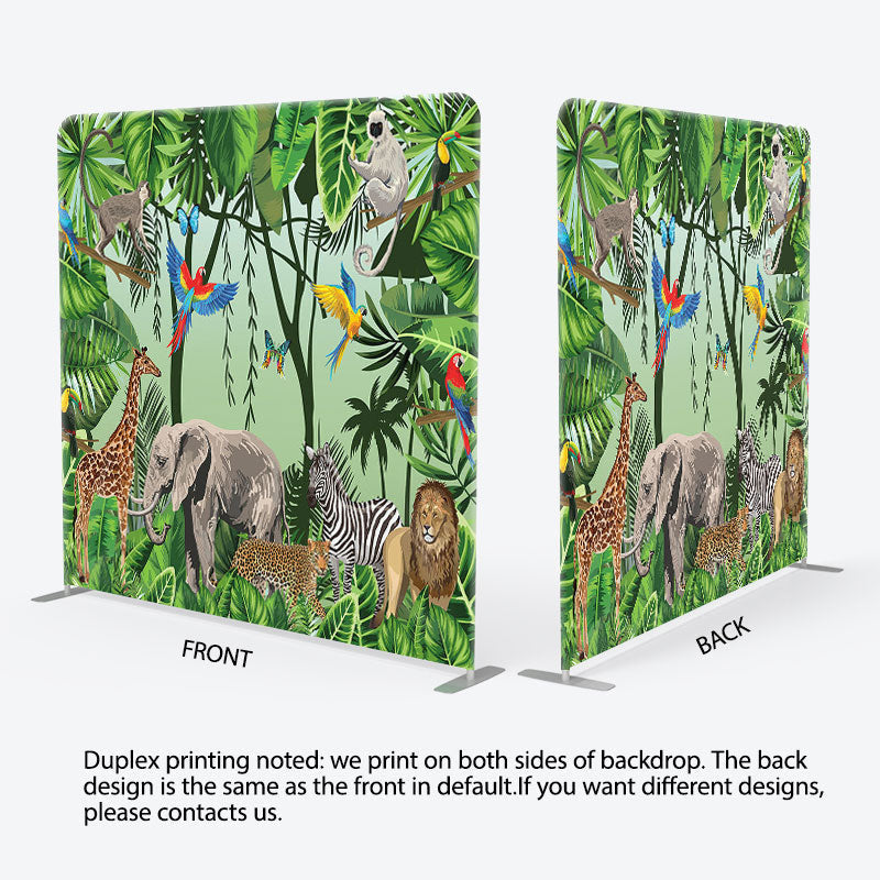 Aperturee - Aperturee Forest And Animals Fabric Backdrop Cover for Birthday