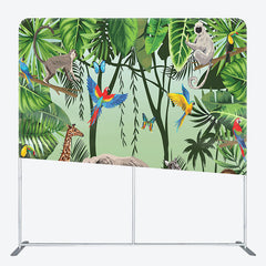 Aperturee - Aperturee Forest And Animals Fabric Backdrop Cover for Birthday