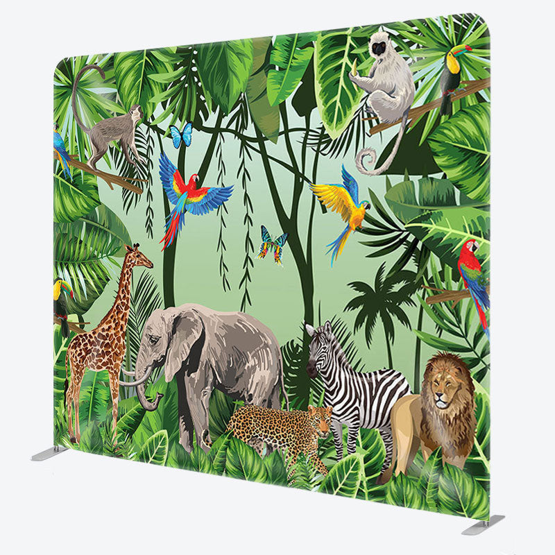 Aperturee - Aperturee Forest And Animals Fabric Backdrop Cover for Birthday