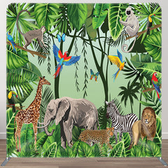 Aperturee - Aperturee Forest And Animals Fabric Backdrop Cover for Birthday