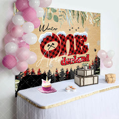 Aperturee - Aperturee Forest Bear Winter Onederland 1st Birthday Backdrop