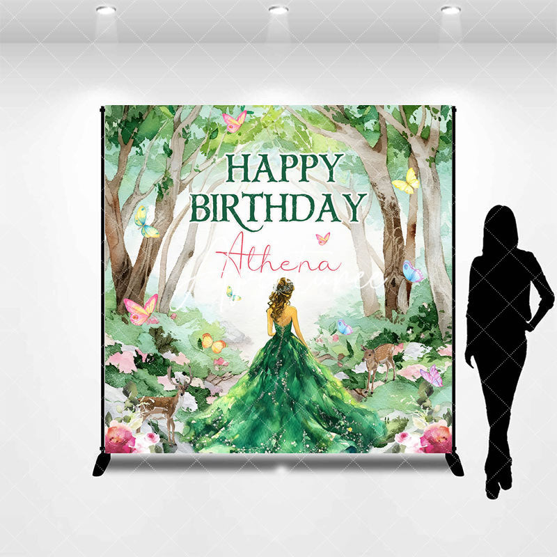 Aperturee - Aperturee Forest Butterfly Princess Custom Birthday Backdrop