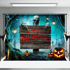 Aperturee - Aperturee Forest Cemetery Haunted Signage Halloween Backdrop