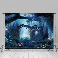 Aperturee - Aperturee Forest Grave Wonderland Pumpkin Halloween Backdrop