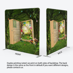 Aperturee - Aperturee Forest Magic Book Fabric Backdrop Cover for Birthday