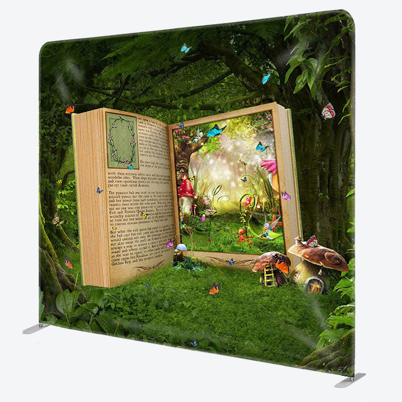 Aperturee - Aperturee Forest Magic Book Fabric Backdrop Cover for Birthday