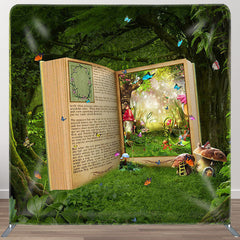 Aperturee - Aperturee Forest Magic Book Fabric Backdrop Cover for Birthday