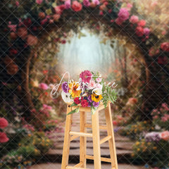 Aperturee - Aperturee Forest Romantic Floral Arch Path Photo Backdrop